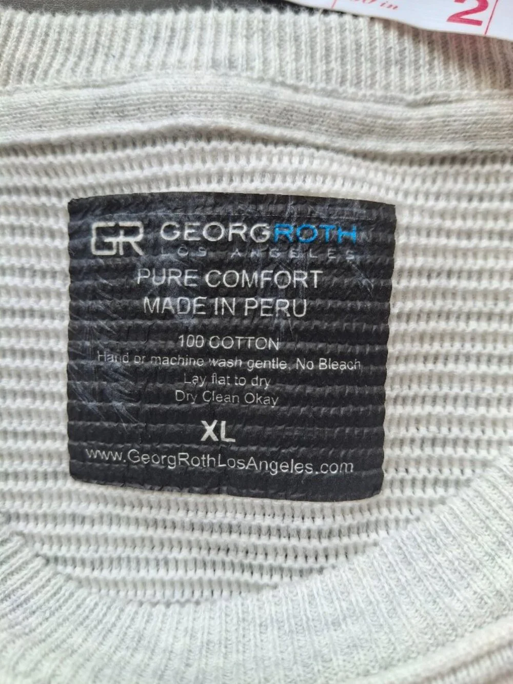 Georg Roth Pure Comfort Men's XL 100% Cotton Textured Crewneck Sweater Peru